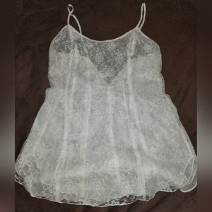 VINTAGE VICTORIAS SECRET WHITE LACY SLIP DRESS